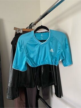 adidas Turquoise Climalite V-Neck Athletic Top